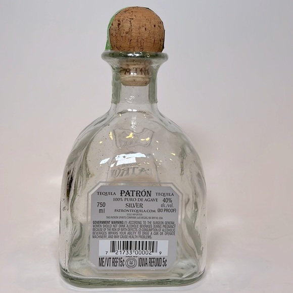 750 ml Silver Patron Tequila Empty Glass Bottle with Box - Picture 7 of 9